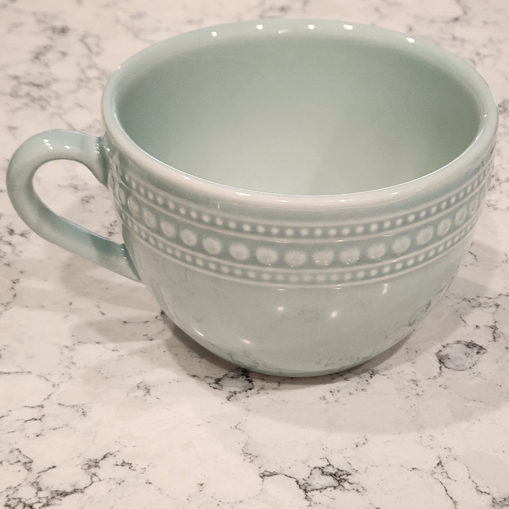 Matceramica Portugal Coffee Tea Big Mug Cup Aqua Blue with dot design